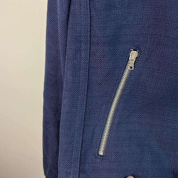 WOMEN’S Gap Navy Moto Jacket Textured Tweed Size Medium - Picture 5 of 12